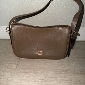 Coach Taupe Leather Shoulder Bag